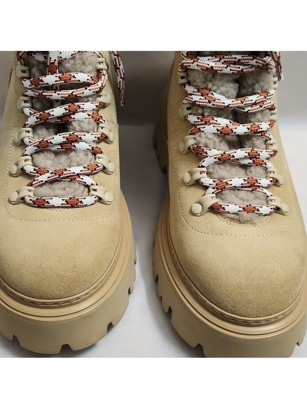 Woolrich Suede Sheepskin Calf Leather Chunky Lug Sole Hiking Boots (W Size 7) - Picture 10 of 12